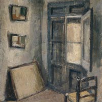 La silla. 1923. Óleo/cartón. 27 x 23 cm.