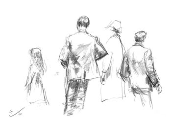 Dibujo a lápiz 'Los Visitantes'. Ramón Gaya
